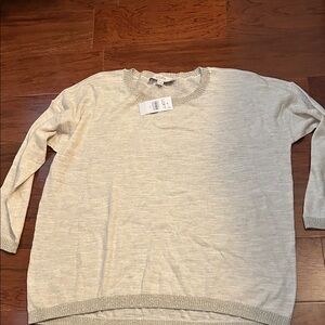 LOFT Women's Light Beige Crew Neck Sweater